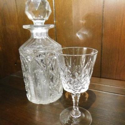Item One of Two Liqueur Decanter with Cordial Stemmed Glass