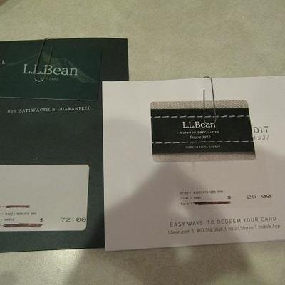 Two L. L. Bean Gift Cards Activated for $97 Total (Confirmed Totals)