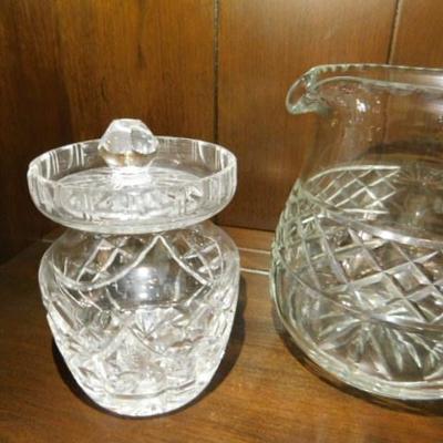Crystal Water Pitcher and Condiment Jar
