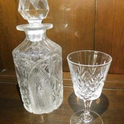 Item Two of Two Liqueur Decanter with Cordial Stemmed Glass