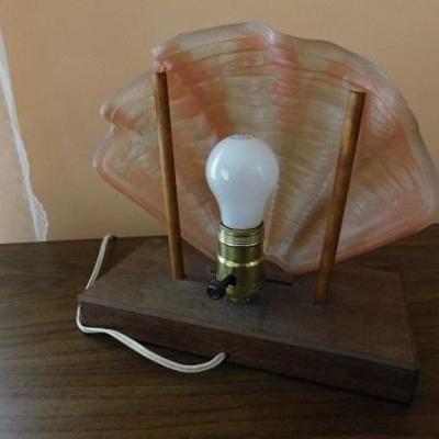 Item One of Two Glass Opaque Shell Table Lamp 10