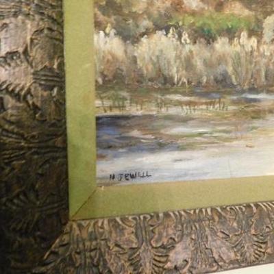 Original Framed Painting of English Countryside by N. Jewel