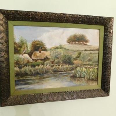 Original Framed Painting of English Countryside by N. Jewel