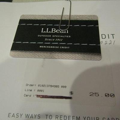 Two L. L. Bean Gift Cards Activated for $97 Total (Confirmed Totals)