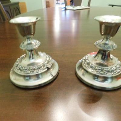 Set of English Silverplate Candle Holders