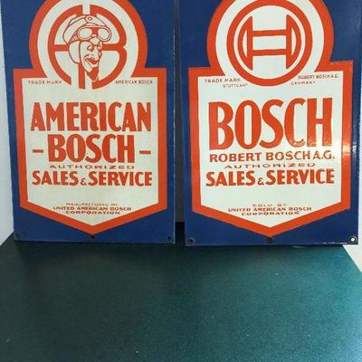 Two vintage metal signs Bosch