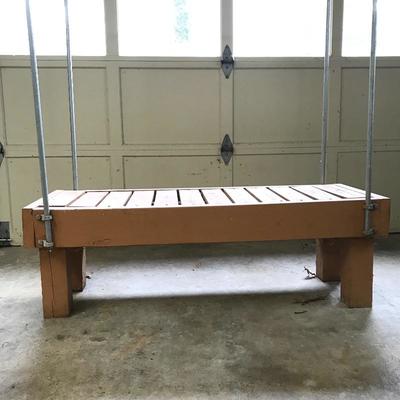 Lot 48 - Wooden Bench with Iron Rack