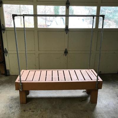 Lot 48 - Wooden Bench with Iron Rack