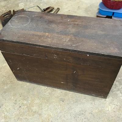 Lot 42 - Wooden Chest with Vintage Tools