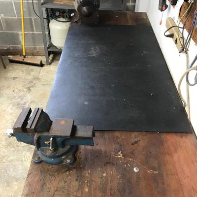 Lot 46 - Work Bench with Vise and Electric Grinder