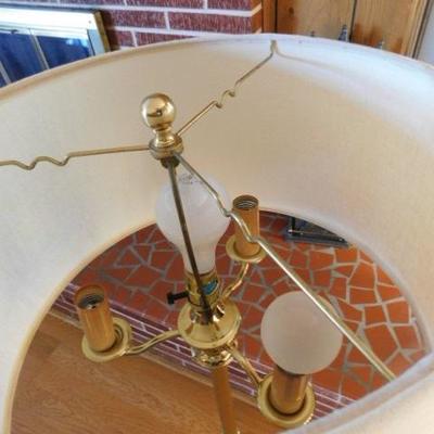 Item One of Two Brass 5 Socket Floor Lamp with Oval Shade 54