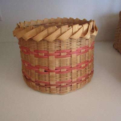 Set of 5 Hand Made Weave Baskets Various Sizes and Designs
