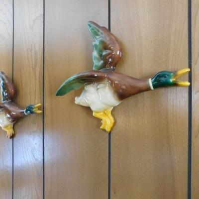 Set of Three Ceramic Ducks in Flight