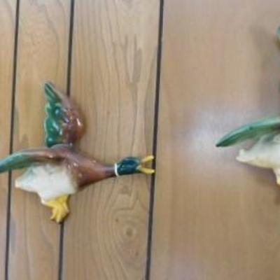 Set of Three Ceramic Ducks in Flight