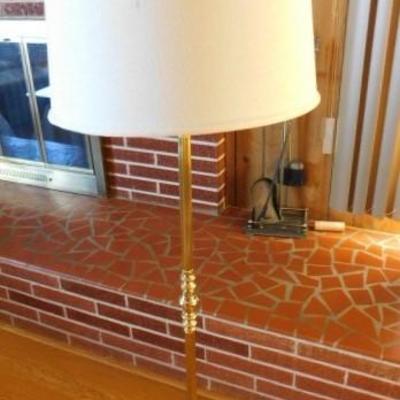Item Two of Two Brass 5 Socket Floor Lamp with Oval Shade 54