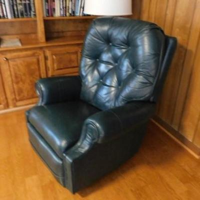 Lazyboy Brand Genuine  Green Leather Recliner