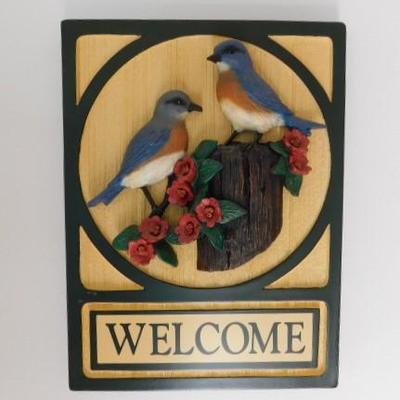 Colorful Blue Bird Welcome Plaque 13