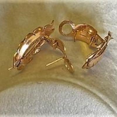 Beautiful, 18K Gold Vintage Diamond & Ruby Channel Set Earrings