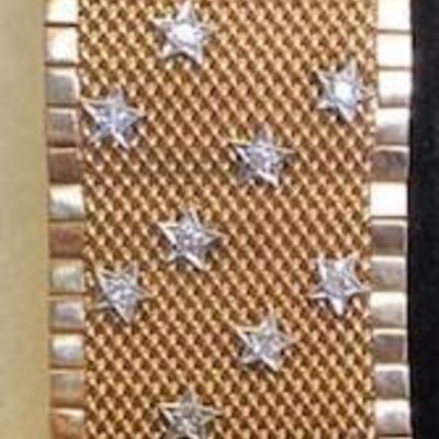 Ladies, 18K Gold Custom Made Woven Bracelet with 52 Diamonds