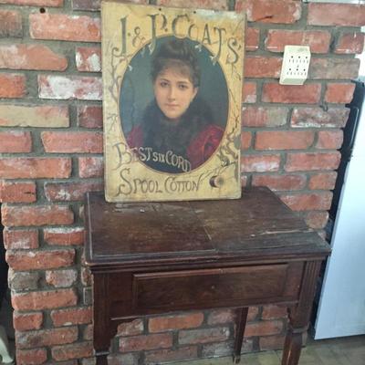 Lot 74 - Singer Sewing Machine And Vintage Sign