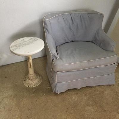 Lot 147 - Marble Topped Table and Swivel Chair