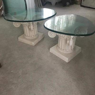 Lot 12 - Glass Top Pedestal Coffee Table