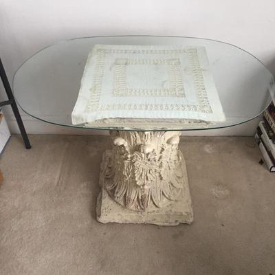 Lot 46 - Pedestal Glass Top Table 