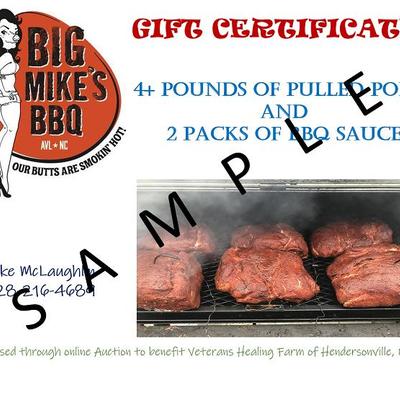 One Gift Certificate From Big Mike's BBQ  Donated by Mike McLaughlin 