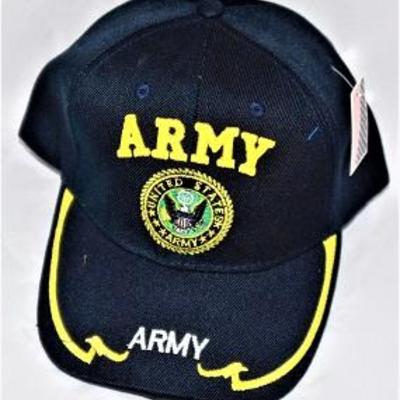 Black Embroidered U.S. Army Seal Ball Cap with Velcro Back 