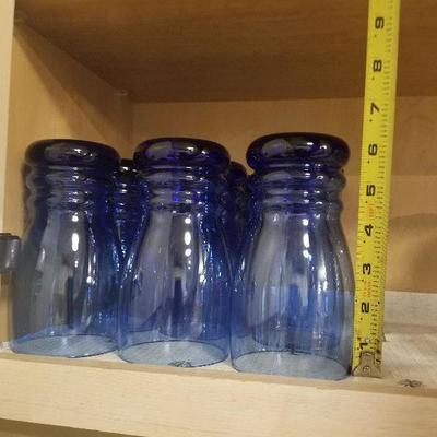 9 Blue Drinking Goblets Glasses 