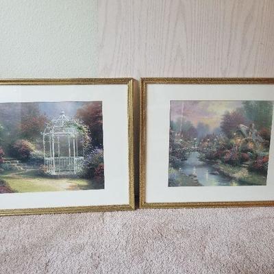 4 Thomas Kinkade Prints With Gold Frames 21x27