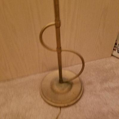 Vintage Brass Like Floor Lamp Glass Shade 