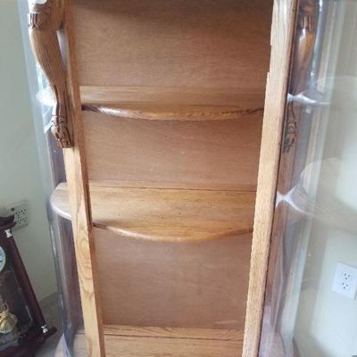 Modern Oak Antique Reproduction Semi Circle Curio Cabinet Claw Feet 