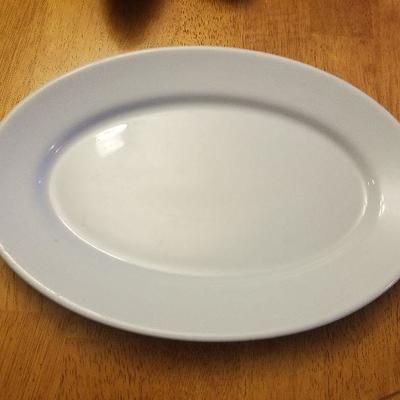 Antique Lamberton Scammell Platinum Blue Oval Platter 