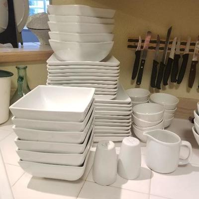 "Home" Set Of White Dishes plus extras 47pc