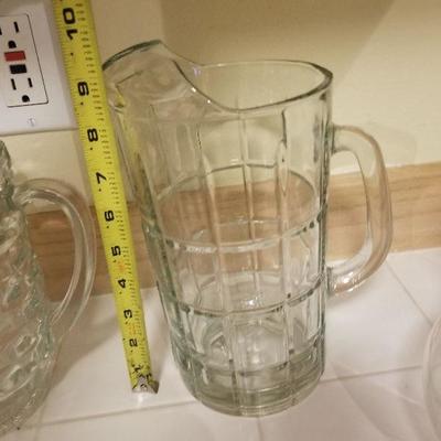 Heavy Glass Pitcher For Beer, Soda, Water Nice Pressed Glass 