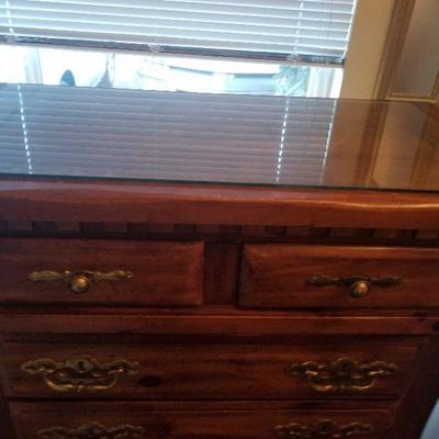 Heavy Wood Tall Boy Dresser 7 Drawer Good Shape 