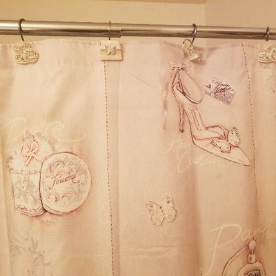 Adorable Modern Shabby Chic Style Bathroom set Shower Curtain, rod + accessories 