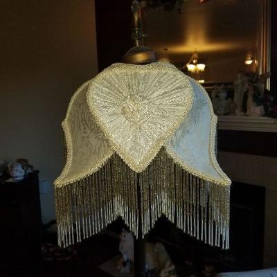2 Vintage Style Floor Lamps Glass Beaded Hanging Shades