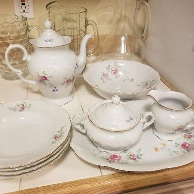 Wawel Poland China Tea Pot Cream & Sugar Salad Plates 