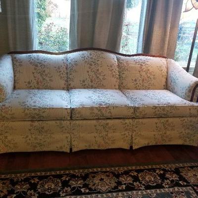 Couch /Davenport Lovely Camel Back Style White W/Multi Shades Of White Flowers