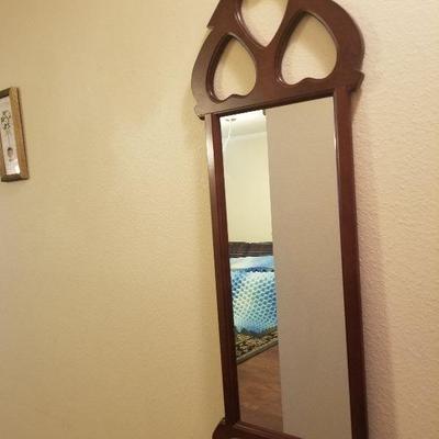 Decorative Wood Mirror Cherry Color 