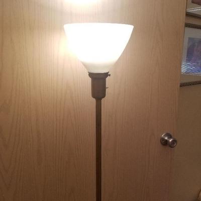 Vintage Brass Like Floor Lamp Glass Shade 