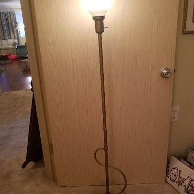 Vintage Brass Like Floor Lamp Glass Shade 