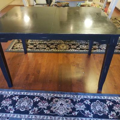Solid Wood Black Dining Table With 1 leaf 