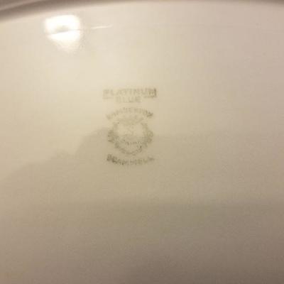 Antique Lamberton Scammell Platinum Blue Oval Platter 