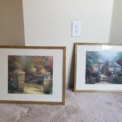 4 Thomas Kinkade Prints With Gold Frames 21x27