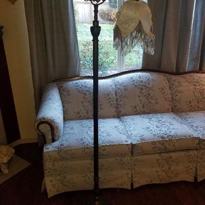 Couch /Davenport Lovely Camel Back Style White W/Multi Shades Of White Flowers