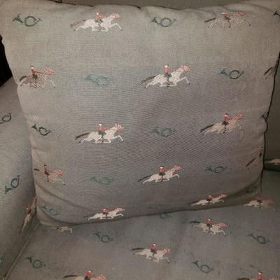 Horse & Jockey Equestrian Pattern Upholstered Sofa