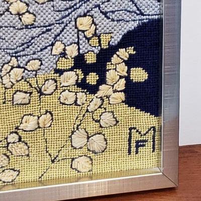 Framed :Lady Art Nouveau Needlework Needlepoint by M.F.